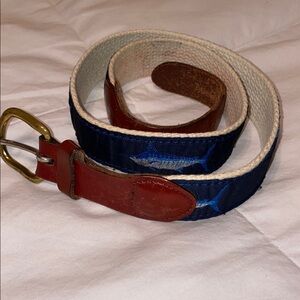 Leatherman Blue Marlin Embroidered Belt with Brass Buckle